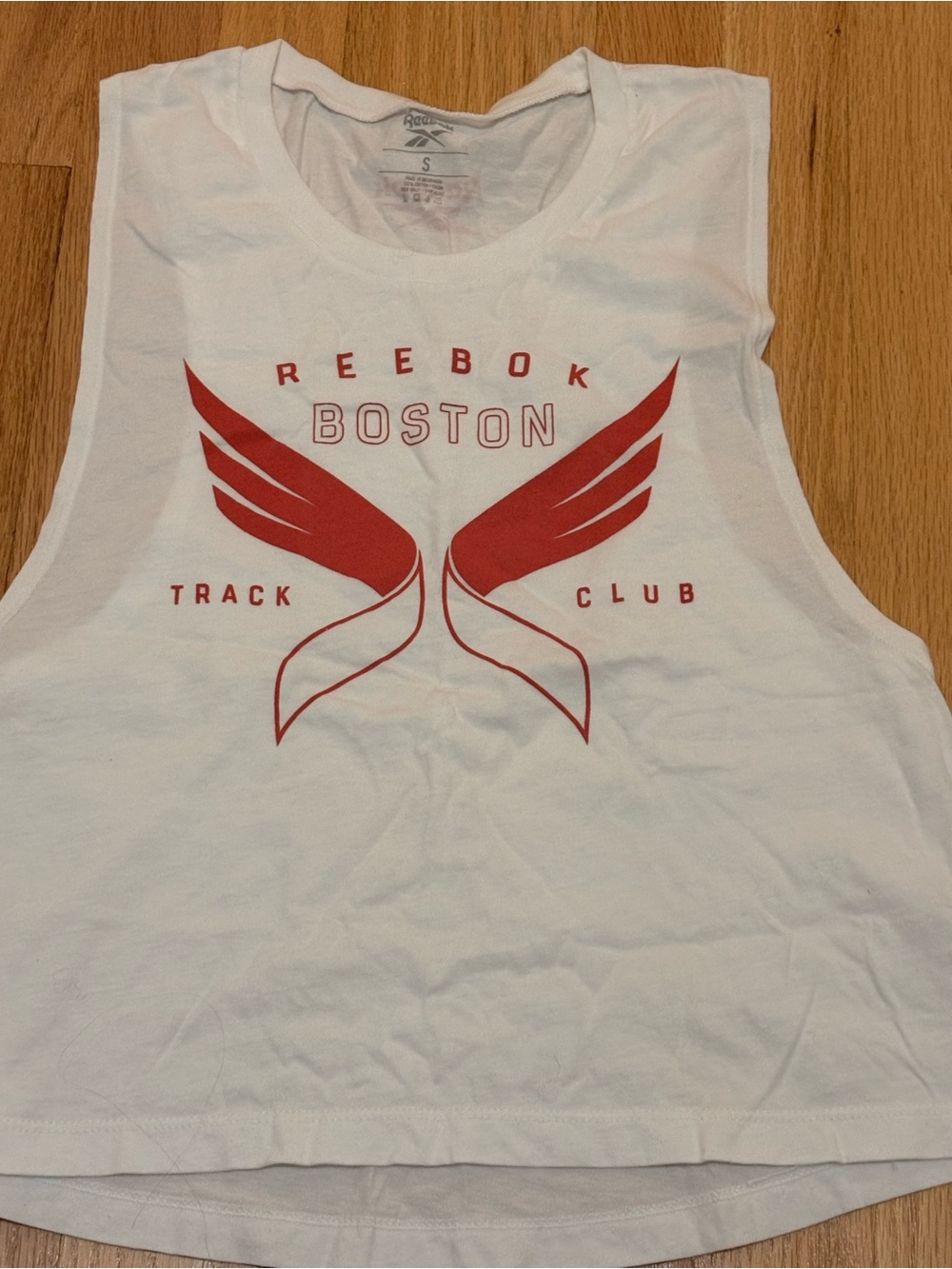 Reebok Boston Track Club - white Cut off Tank Top size small